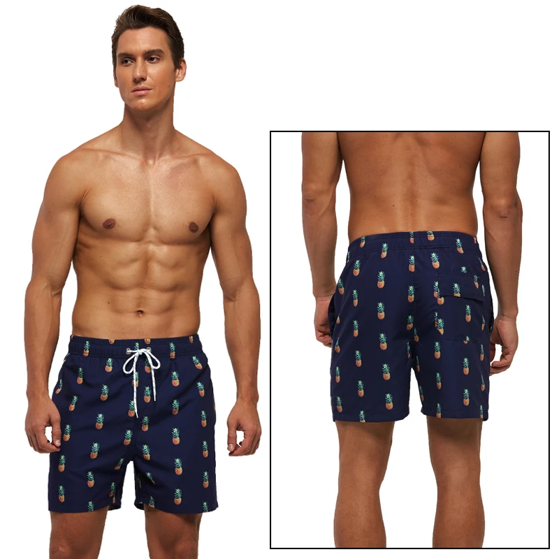 Summer Mens Shorts Fashion Polyester Quick Dry Board Shorts Male Sport Gym Swimsuit Surf Swim Trunks For Man