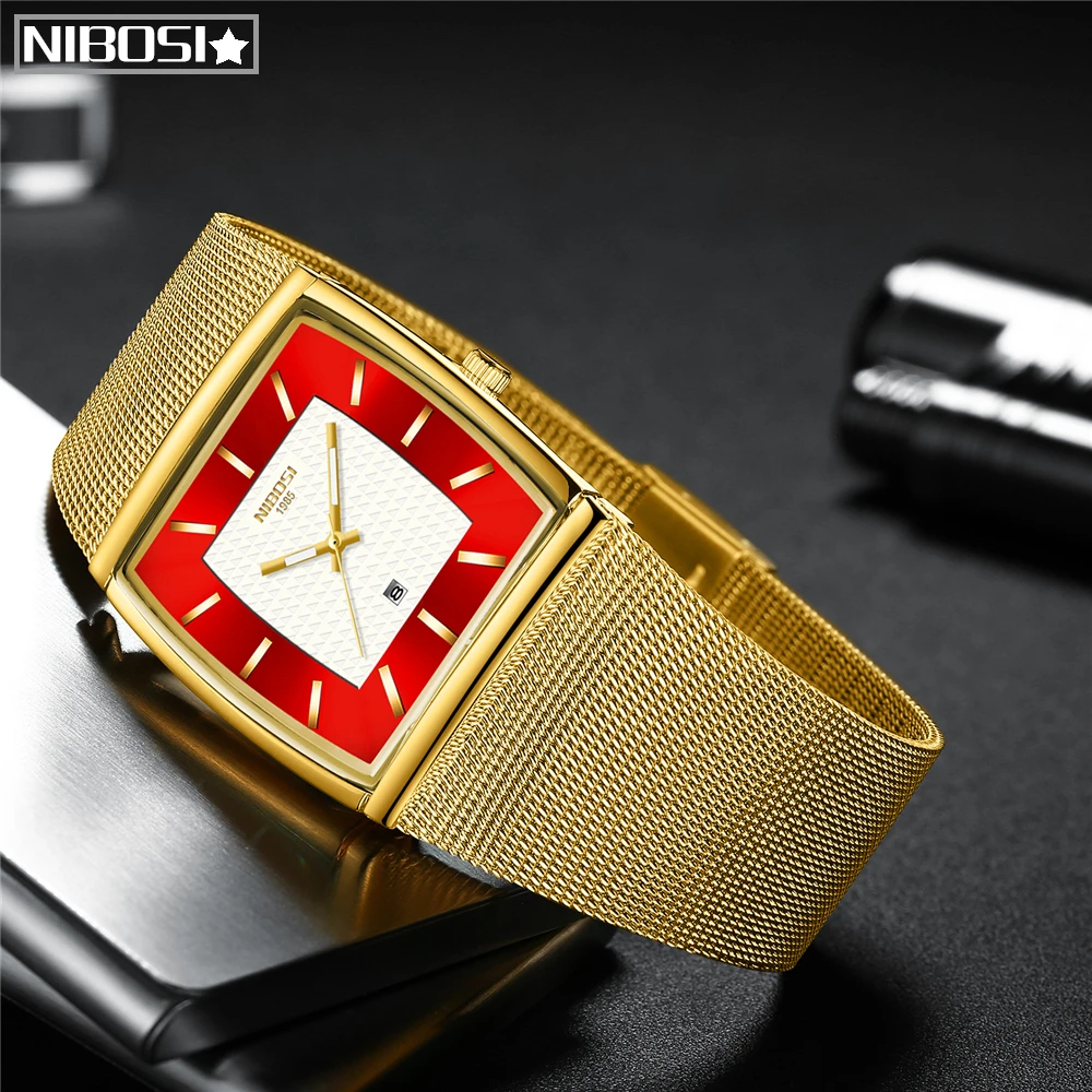 

NIBOSI Relogio Masculino Men Watches Top Brand Luxury Casual Ultra Thin Male Clock Simple Mesh Waterproof Business Men Watch