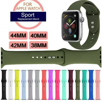 

Colorful Soft Silicone Sports Band for Apple Watch Series 1 2 3 4 5 38MM 42MM Rubber Watchband Strap for iWatch 4/5 40MM 44MM