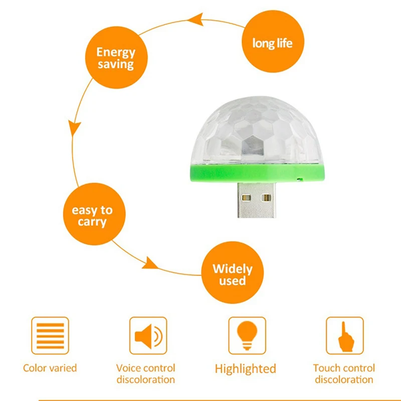 Мини USB светодиодный светильник для дискотеки, сцены, звуковая активация, 3 Вт, портативный DJ магический шар, лампа для рождественского дома, KTV, рождественское, свадебное шоу D40