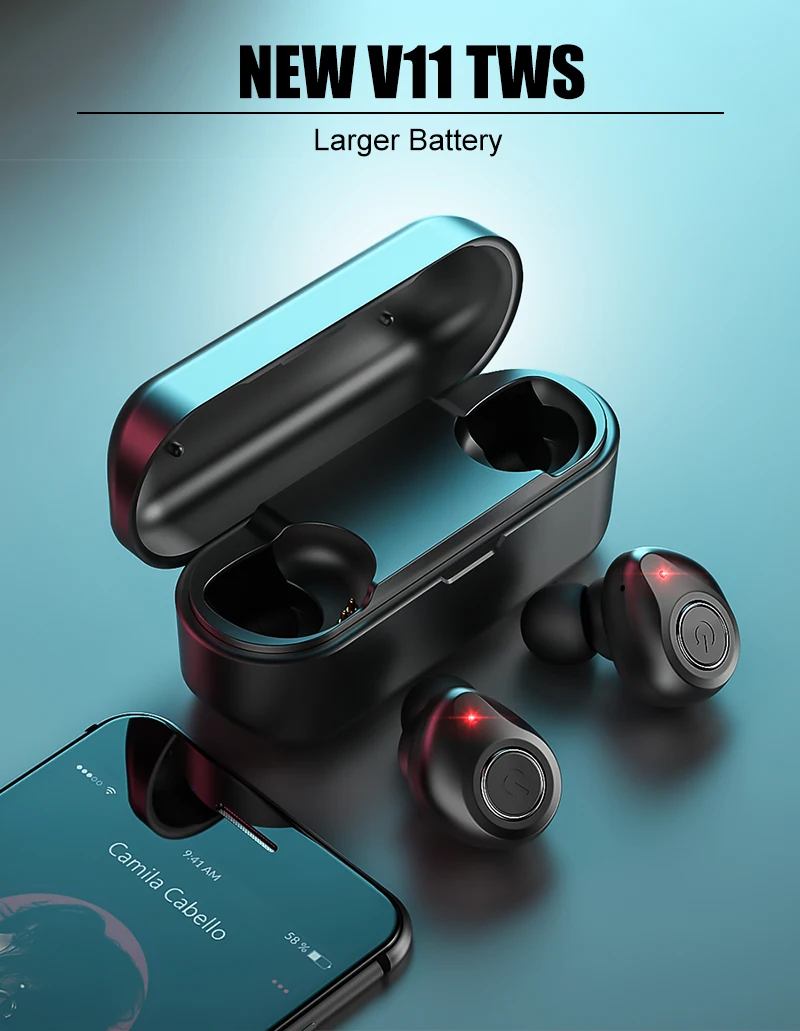 Bluetooth 5.0 Earphones True Wireless Headphone V11 TWS Waterproof Headset Stereo Sport Earbuds with Charging Box Mic HiFi Sound (1)