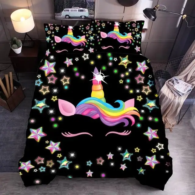 style17 49 3D милое постельное белье с изображением единорога набор пододеяльников и наволочек EU/AU/us размер для девочек - Цвет: style17
