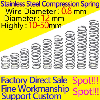 

Stainless Steel Compression Spring 304 Spring Return Spring Wire Diameter 0.8mm Diameter 12mm In Stock Same-day Delivery