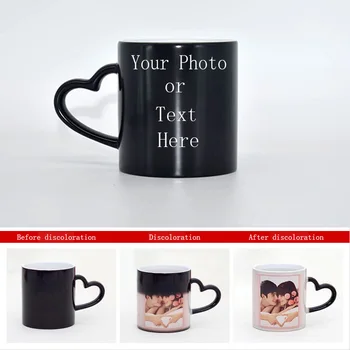 

Coffee Cup Creative Color Changing Cup Heart-shaped Cup To Cup To Map DIY Custom Ceramic Cup To Friends and Family Lover