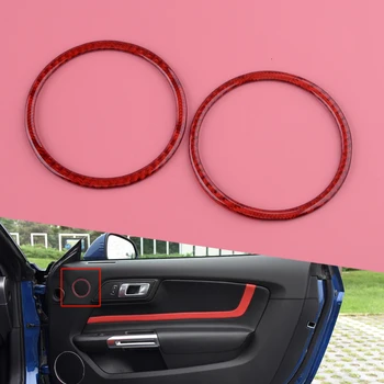 

Red Carbon Fiber 2Pcs Car Door Speaker Ring Panel Cover Trim Fit For Ford Mustang 2015 2016 2017 2018 2019