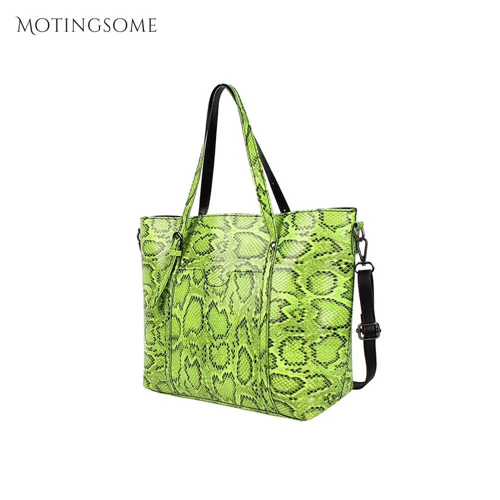 Женская сумка-тоут кожаные женские сумки из змеиной кожи большая сумка-шоппер кожаная сумка для змеи женские модные сумки женские роскошные сумки Новинка - Цвет: Lignt Green Bag
