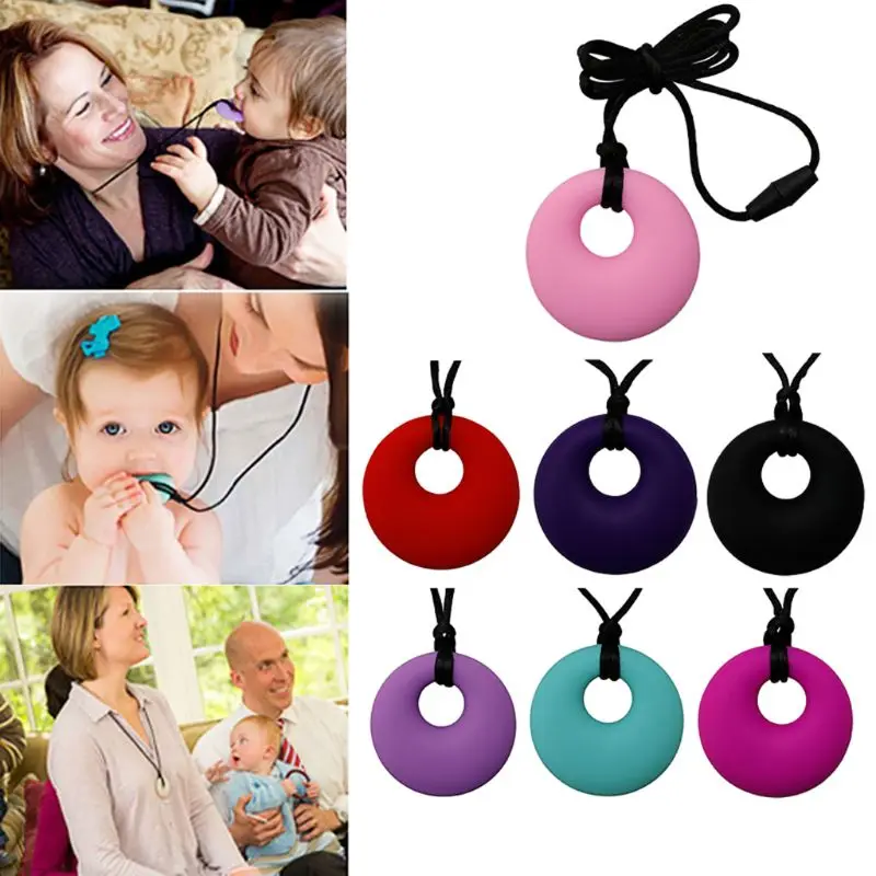 Sensory Chew Necklace for Boys Girls Adults 2 Pack Silicone Chewy Pendant Jewelry Autism ADHD | Мать и ребенок