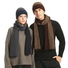 2021 One set Three piece men's women's knitted thickened warm wool hat scarf glove Winter Outdoor Headvover Hand Neck cover