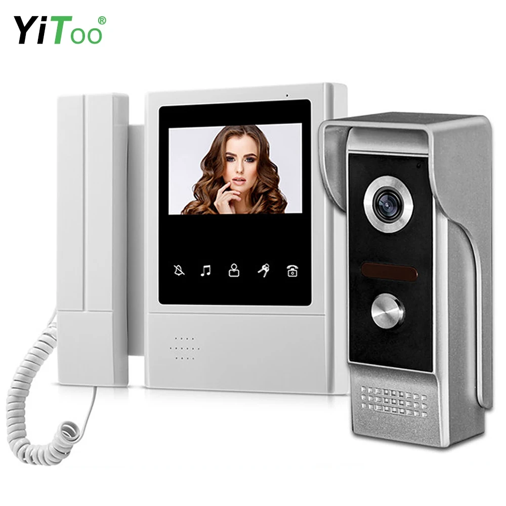 YiToo 4.3 inch Video Door Phone Home Security Intercom System Video Doorbell Outdoor Waterproof 700TVL Camera IR Night Vision