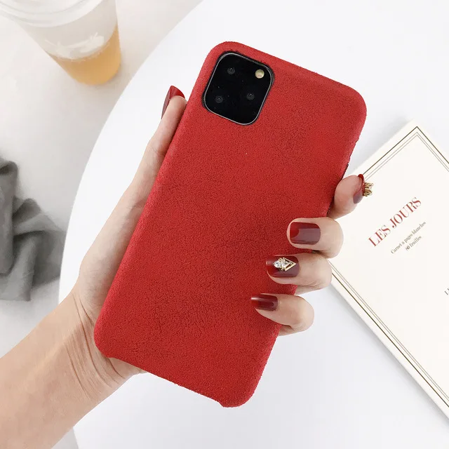 Красный Плюшевый однотонный чехол для телефона iPhone 11 Pro Max X XR Xs Max зимние теплые пушистые чехлы Чехол для iPhone 8 7 6 6s Plus - Цвет: Красный