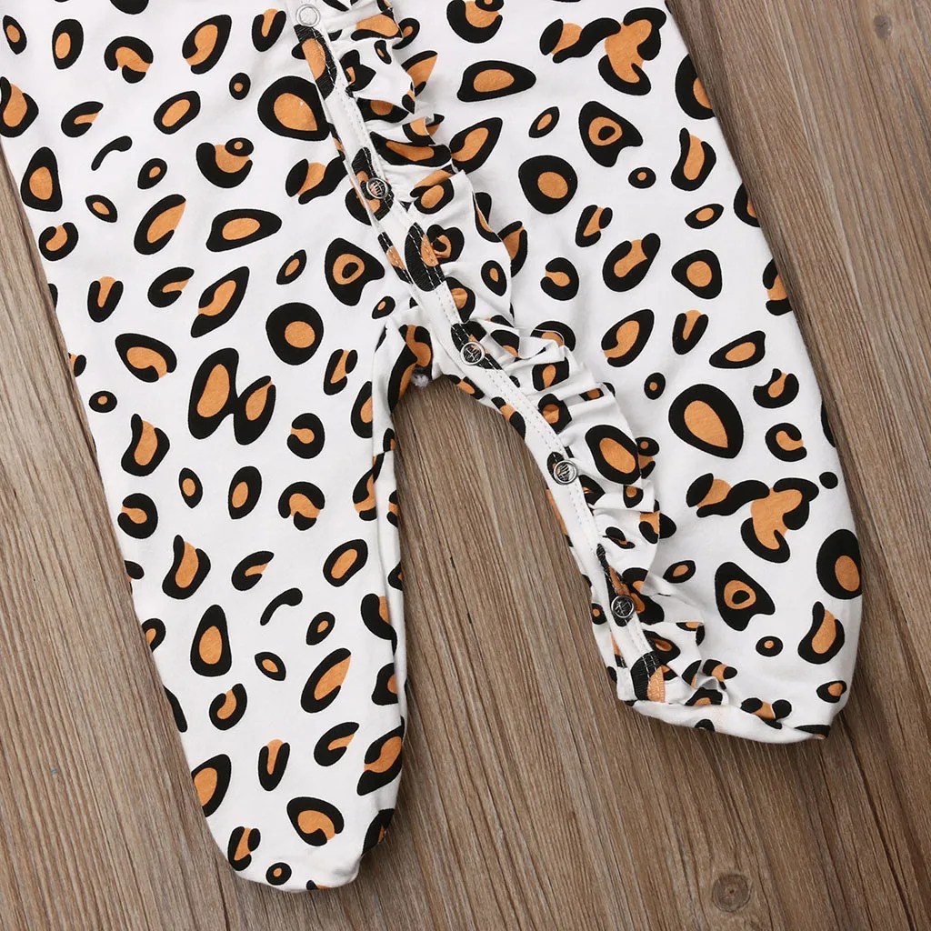 Мягкий хлопковый комбинезон с леопардовым принтом для маленьких мальчиков и девочек, одежда для сна, спальный костюм для детей, одежда для малышей, новорожденных