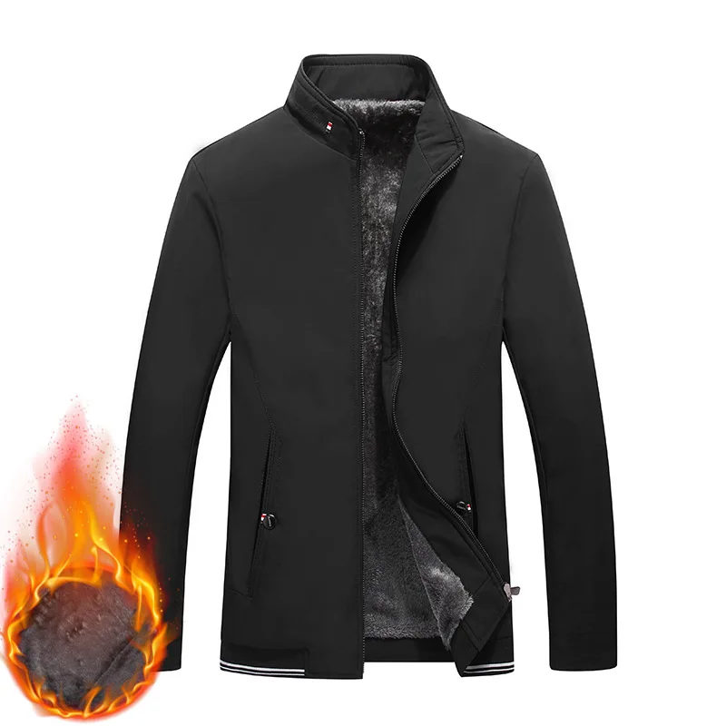 Balck Jackets Зимние плотные теплые мужские куртки из флиса со стоячим воротником, повседневная мужская верхняя одежда, пальто, Мужская одежда, плюс 5XL, jaqueta masculino, ZA304 - Цвет: Balck Jackets