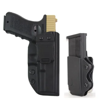 

IWB Kydex Airsoft Gun Holster for Glock 17 31 Pistol Holster Gun Case Hidden Holster With 9mmMAG Pouch Hunting Accessories