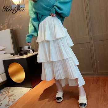 

Fashion High Street Irregular Long Maxi Skirt Women 2019 Autumn Winter Korean High Waist Skirt Female Ladies Black Gray