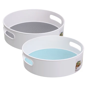 

Practical Anti-slip Round Rotation Frame Storage Tray Easy Clean Multifunctional Home Tool ABS Space Saving Corner Storage Tray