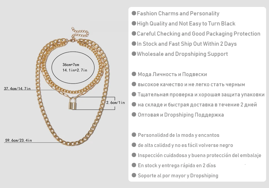 SHIXIN панк слоистый висячий замок ожерелье для женщин хип-хоп золото/серебро цепь массивное ожерелье s замок подвесные ожерелья модные ювелирные изделия