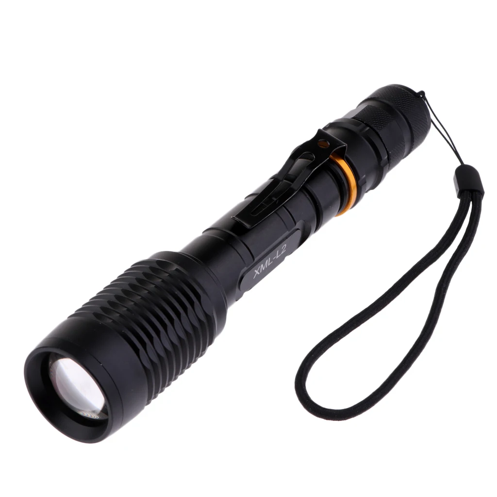 

High Power Flashlight 1000 Lumens Zoomable Spotlight Light with 5 Modes for Biking Hiking Hunting Home (Without Batteries)
