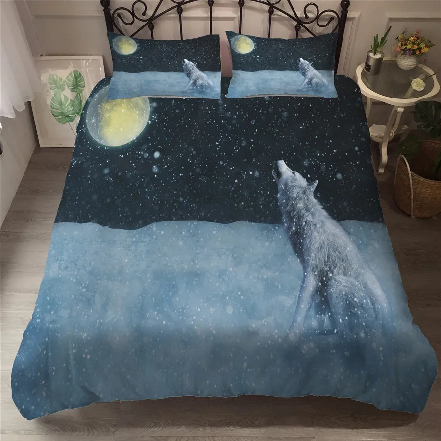 

A Bedding Set 3D Printed Duvet Cover Bed Set Wolf Home Textiles for Adults Bedclothes with Pillowcase #L09