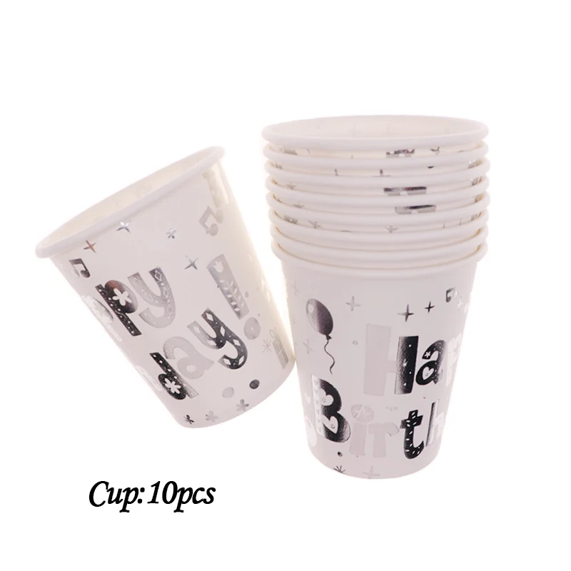 10pcs Золотая фольга, 20 шт./лот, бумажные одноразовые столовые приборы, салфетки, тарелки, чашки с днем рождения, свадьбы, вечеринки, дня рождения, украшения для детей - Цвет: 10pcs