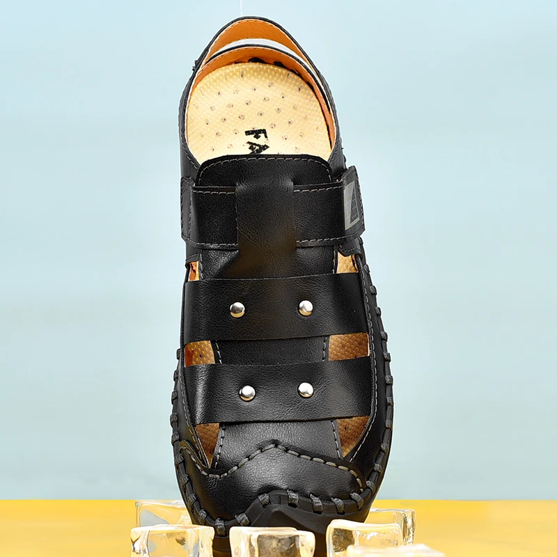 

Hot Sale Mens Summer Sandals Man Anti-Slip Outdoor Beach Sneakers Big Size Flat Sandals For Men Handmade Leather Sandals Man