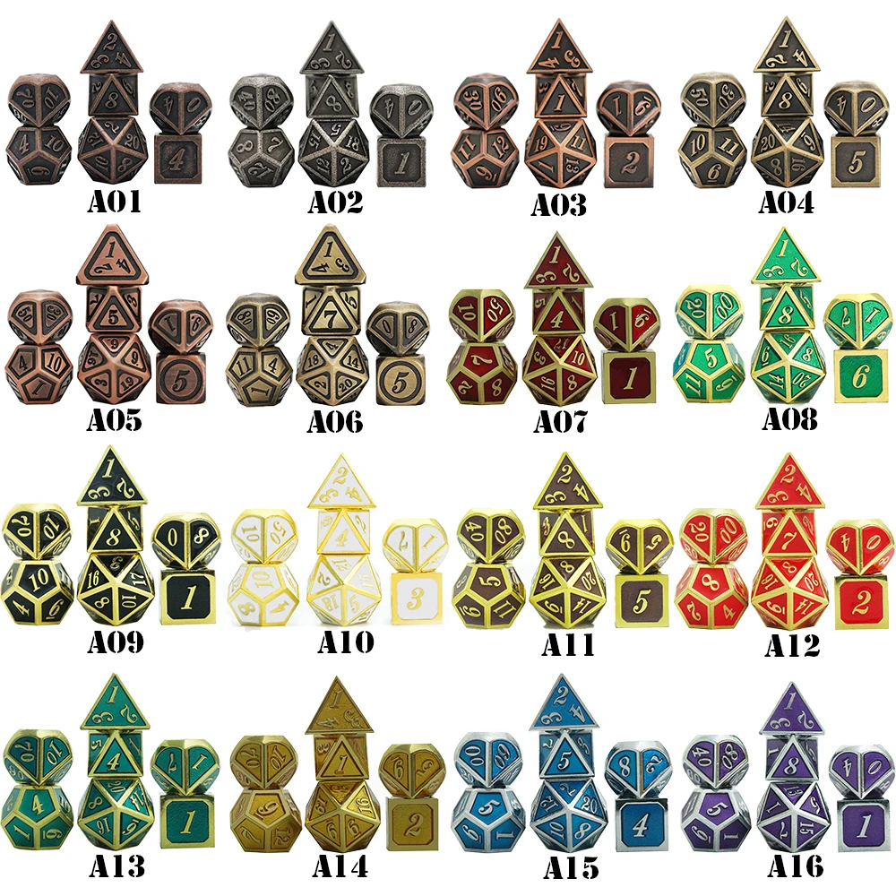 Высококачественный Блестящий цифровой набор металлических игральных костей 26