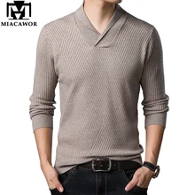 MIACAWOR, зимний мужской свитер, теплый пуловер, мужской модный свитер с воротником, мужской свитер, облегающий свитер, Y203