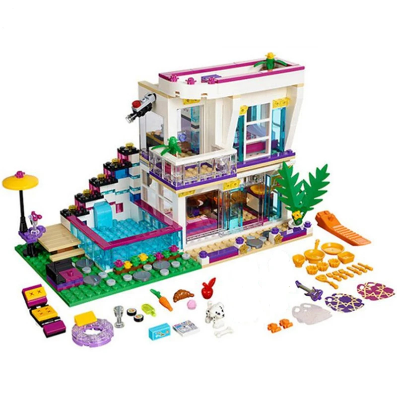 

Friends Serices Livi's Pop Star House Compatibility Legoinglys Friends 41135 Building Block Andrea Brick Toys Girls Gifts 01046
