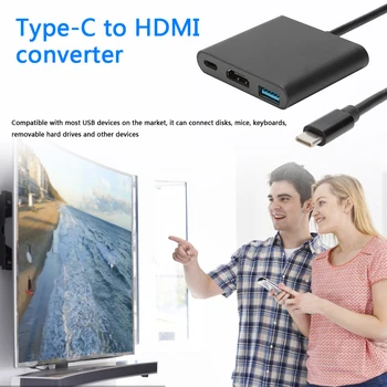 

USB3.1 Hub Type-C to USB3.0+4K HDMI+PD USB-C Adapter 3-in-1 Splitter Converter for PC Laptop Accessaries Supplies Parts