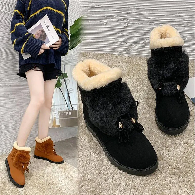 

LZJ 2019 Quality Woman Boots Round Toe Elastic Ankle Boots Thick Heel Flat Heels Shoes Woman Female Socks Boots Winter 35-39
