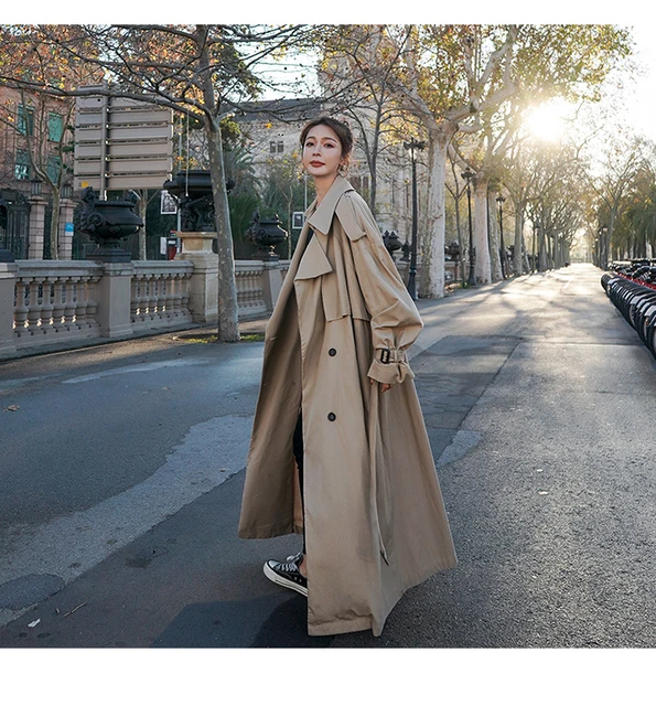 Trench Oversized X-Long Women's Trench Coat Double-Breasted