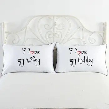 

52 Bedding Outlet Queen King Couple Pillowcase Decorative Pillow Case Plain Design Bed Clothes Romantic Bedding Valentine