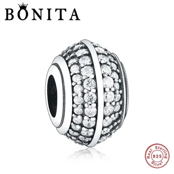 

Real 925 Sterling Silver Beaded Sparkling Charm Dangle Fit Original Charms Bracelet Necklace Beads Berloque DIY Jewelry Making