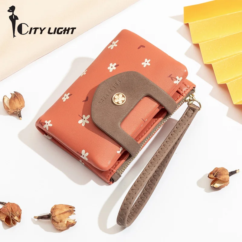 Новый Модный женский кошелек-клатч с короткими цветами складной кошелек женские