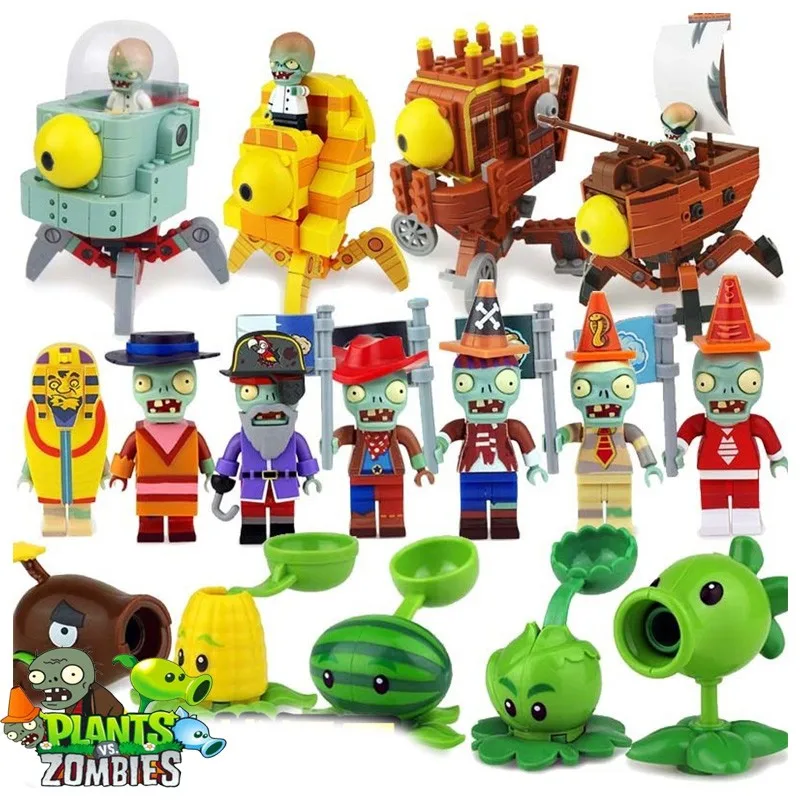 

2020 New PVZ Plants Vs Zombies Struck Game Toy Action Toy & Figures Building Blocks Bricks Brinquedos Toys For Children