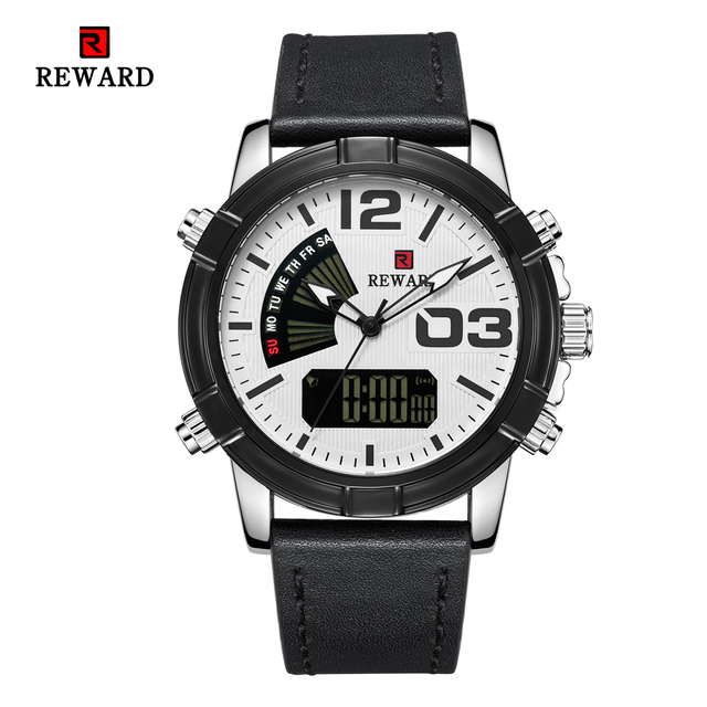 Mens Quartz Dual Movement Date Dual Display Military Sports Watch Mountaineering Waterproof Wristwatch Mens Clock RD63092M