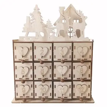 

Christmas Calendar Storage Box Wooden Jewelry Makeup Box Sundries Storage Box Christmas Decoration for Home Ornament