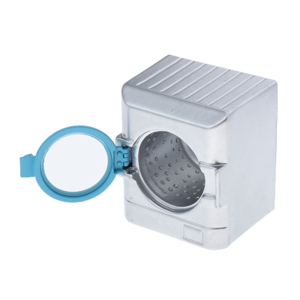1:12 Scale Dollhouse Miniature White Washing Machine and Dryer, Alloy Material, Mini Doll House Decor Accessory