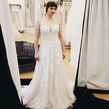 

Eightale Lace Wedding Dress A-Line Wedding Gowns Sweetheart Princess Custom Made Appliques Tulle Bridal Dress 2020