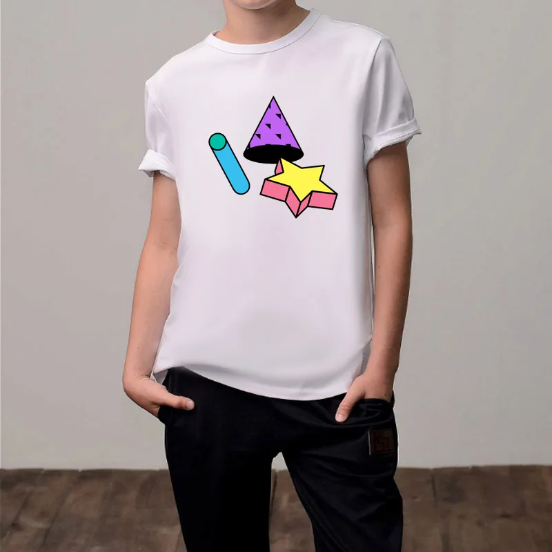 Футболка для мальчиков; детская летняя футболка с короткими рукавами и круглым вырезом с принтом «строительные блоки»; повседневная одежда для малышей; футболка для мальчиков и девочек