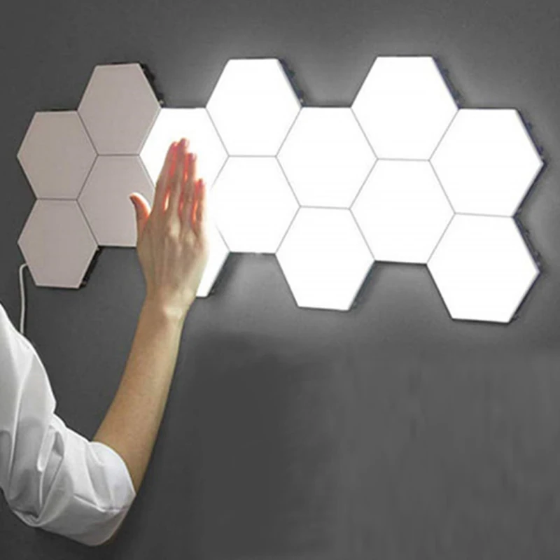 Креативный DIY квантовый светодиодный индукционный настенный светильник Сенсорное освещение шестигранные магнитные модульные Настенные светильники для спальни