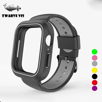 

Rubber watchband For Apple Watch Band Strap 38mm 40mm 42mm 44mm soft sports Silicone strap case for iWatch series 5 4 3 2 1