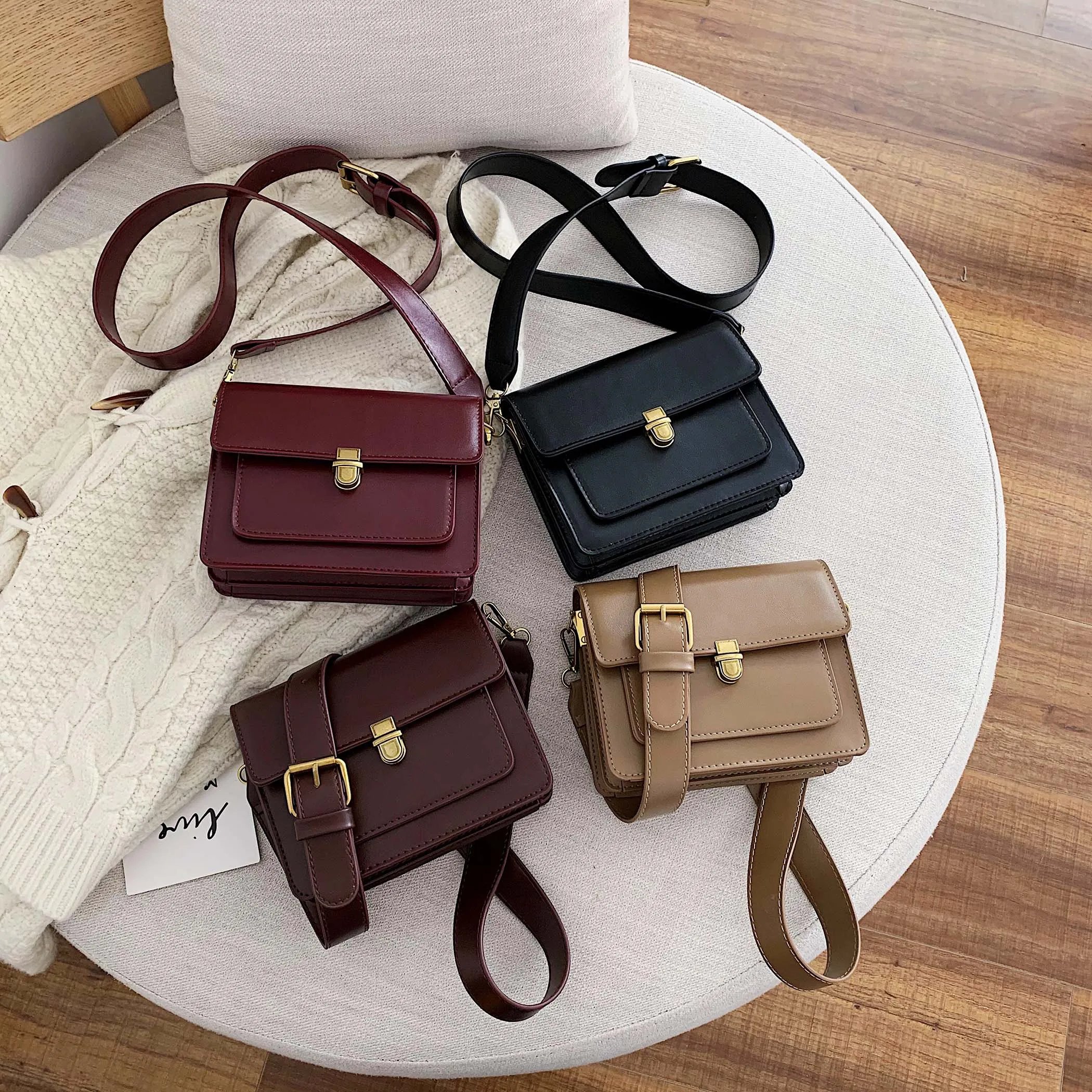  MINI Solid Color PU Leather Crossbody Bags For Women 2019 Lock Shoulder Messenger Bag Travel Small  - 4000321397111