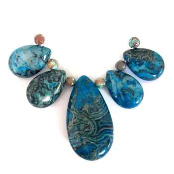 

Free Shipping Interesting 5pcs Blue Crazy Lace Stone Teardrop Pendant Set And 8pcs Beads 5mm SQ017