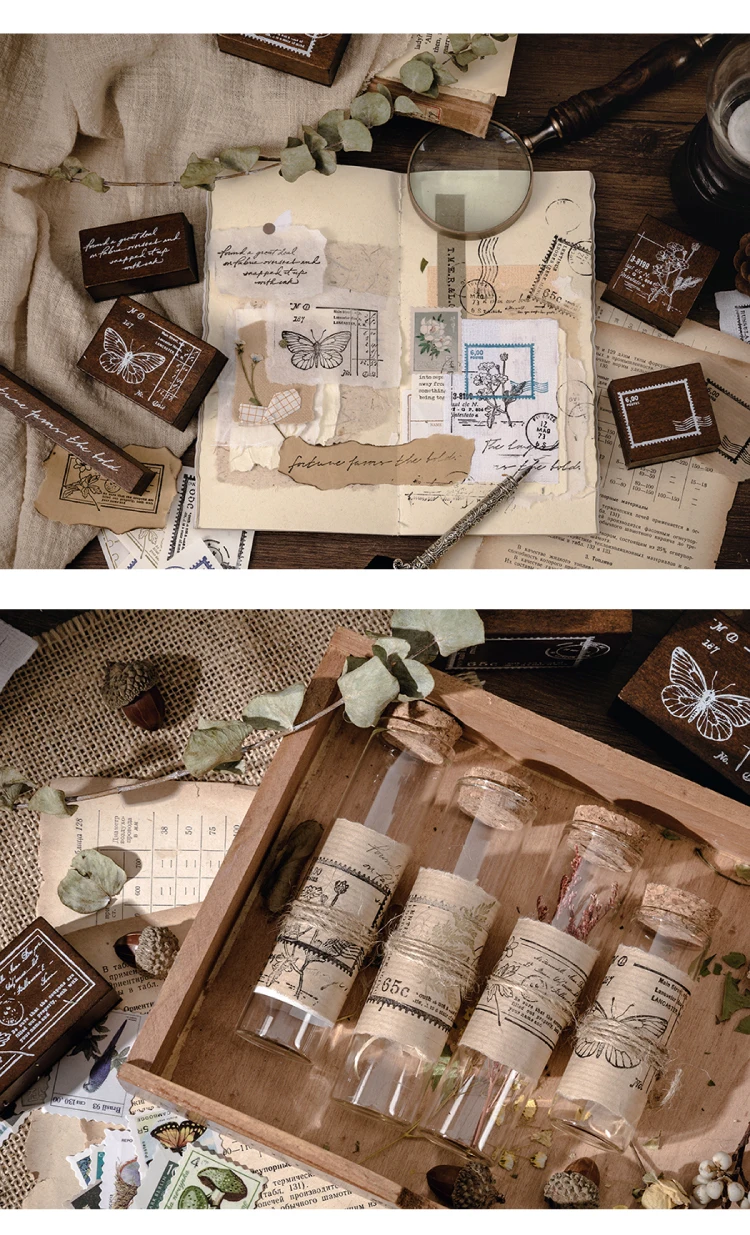 Yoofun 1 Stück/Design „Zurück in der Zeit“-Serie, Vintage-Stempel aus Holz, DIY, Scrapbooking, Dekoration, Journaling, Collage, Schreibwaren – Detail 8