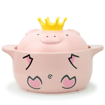 

600Ml Pink Pig High Temperature Resistance Casserole Handle Ceramic Cooker Kitchen Supplies