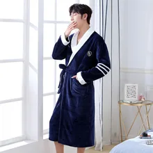 Pathwork мужской теплый халат ночная одежда Пижама банный халат фланелевая Домашняя одежда карман темно-синий коралловый флис ночная рубашка