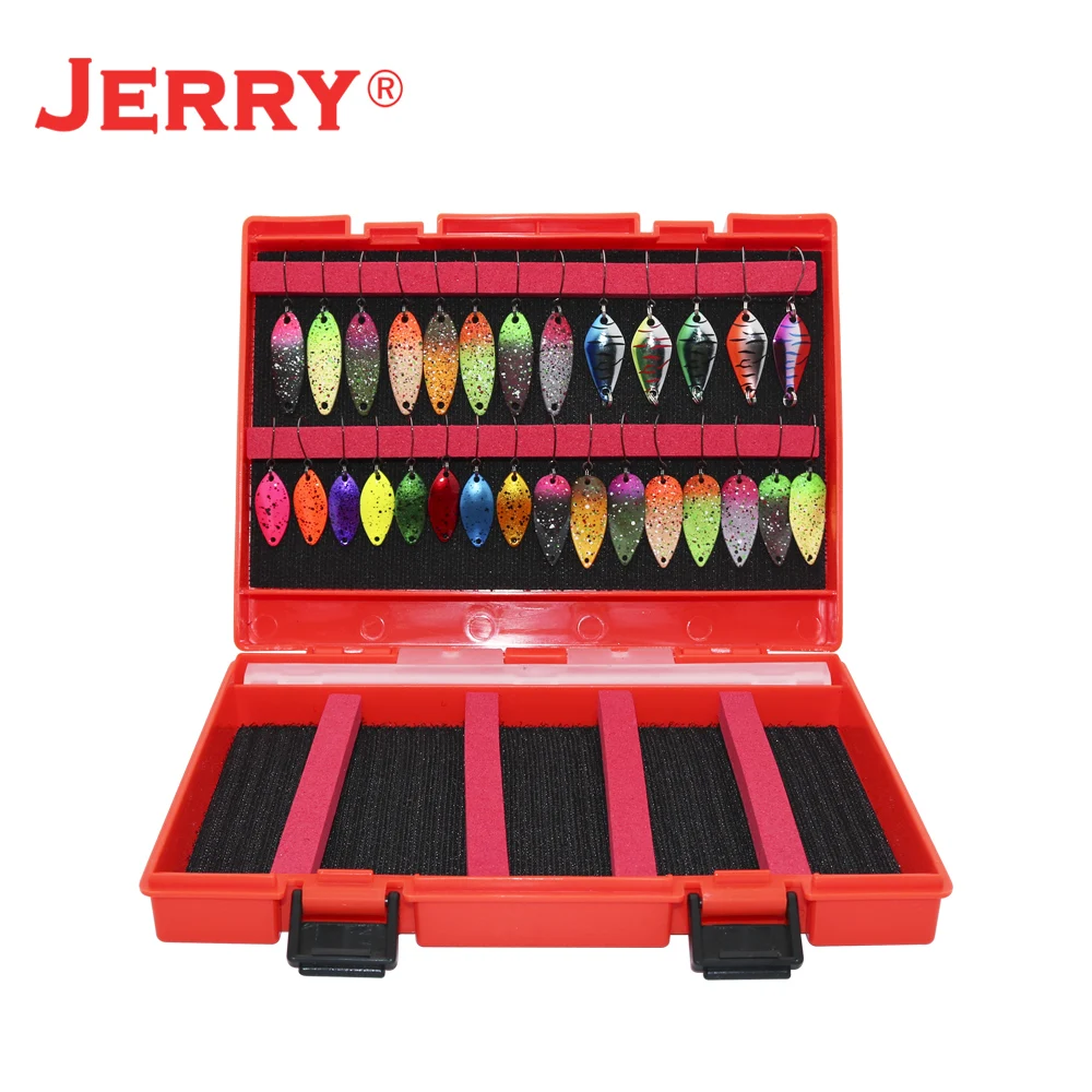 Colher de Truta Iscas de Pesca Jerry Ultraleve Micro Área Spinners Baubles Glitters Conjunto Variedade Enfrentar Caixa Kit