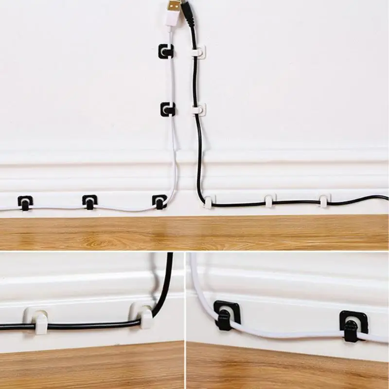 18pcs Adhesive DIY Cable Clip Table Storage Wire Organizer Mini Home Clamp Network Cable Data USB Keyboard Cable Organizer