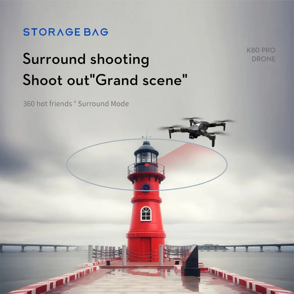 K80 PRO Drone, STORAGE BAG K8o PRO Surround shooting DRONE Shoot out"Gra