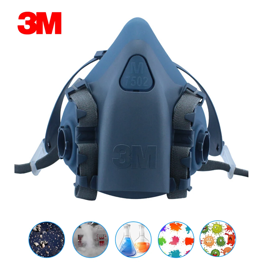 

3M 7502 Half Face Respirator Painting Spraying Gas Mask Chemcial Safety Work Gas Mask Proof Dust Facepiece Respirator Mask